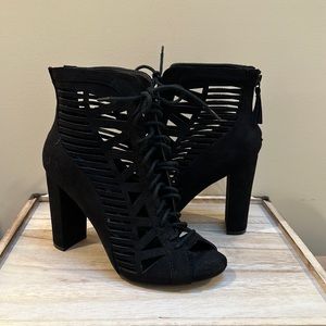 Xoxo Laced Caged Suede Heel